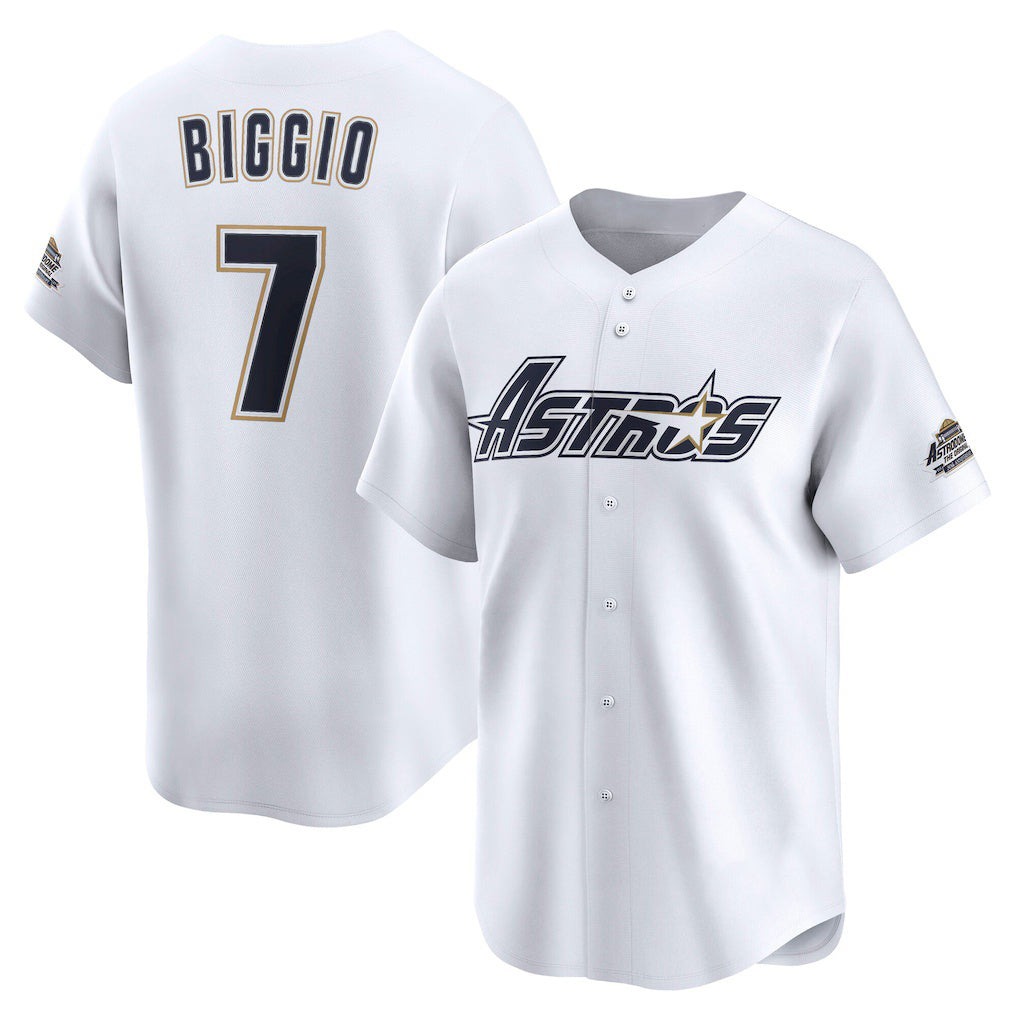 Houston Astros #7 Craig Biggio White CLOTHIN Throwback Cooperstown Collection Limited Jersey