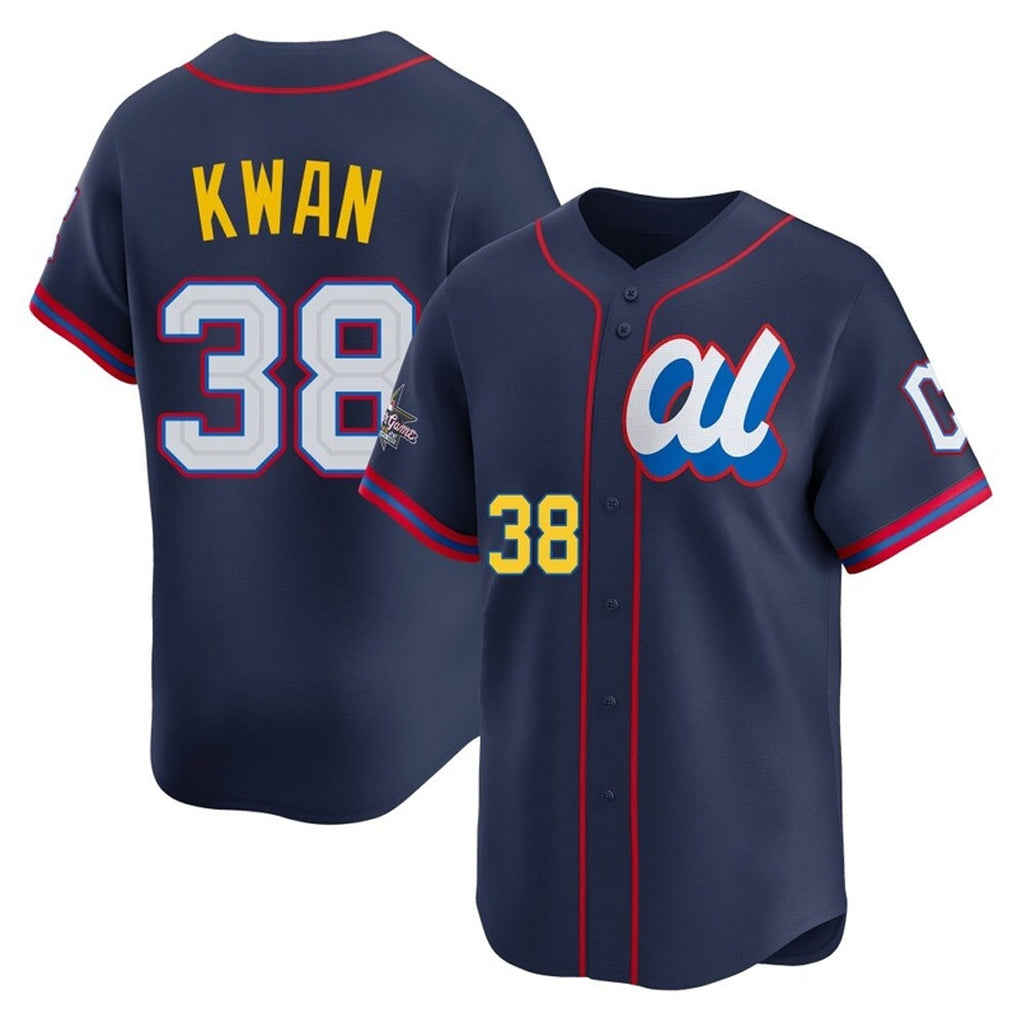 Cleveland Guardians #38 Steven Kwan Player Navy CLOTHIN American League All-Star Edition Limited Home Stitched Jerseys