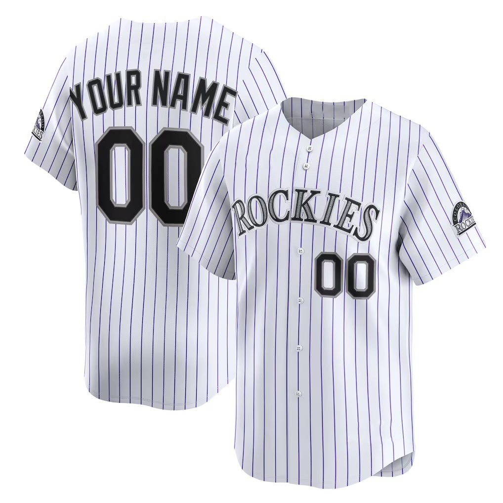 Custom Colorado Rockies White CLOTHIN Home Limited Jersey