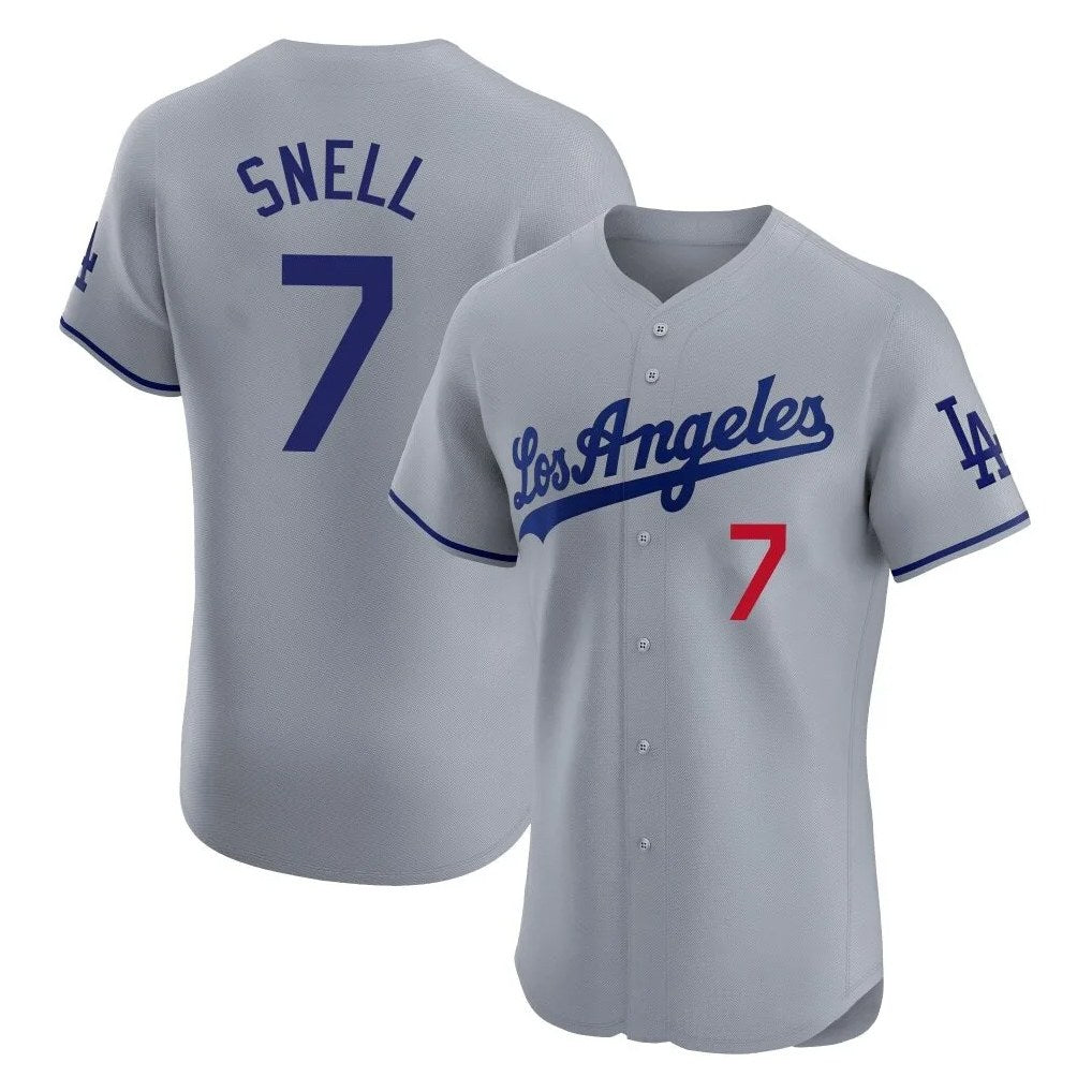 Los Angeles Dodgers #7 Blake Snell Player Gray CLOTHIN Limited Elite Home Stitched Jerseys