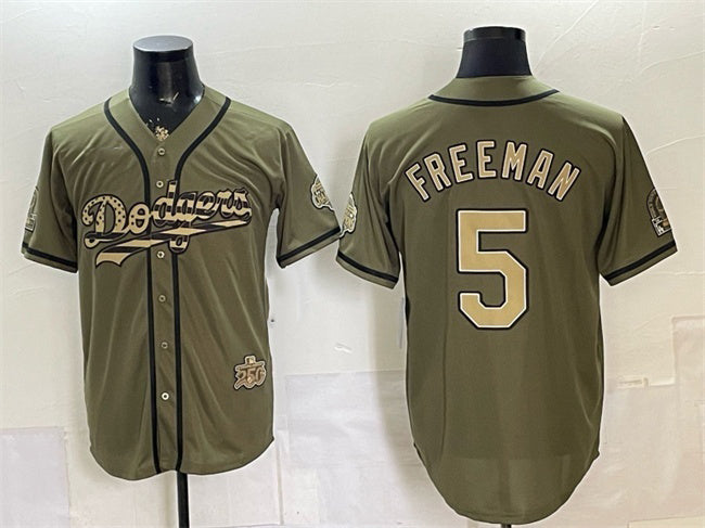 Los Angeles Dodgers #5 Freddie Freeman Olive CLOTHIN 2026 Armed Forces Day Stitched Jersey 2