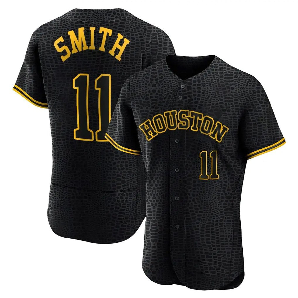 Houston Astros #11 Cam Smith Player Black CLOTHIN Snake Skin City Limited Elite Home Stitched Jerseys