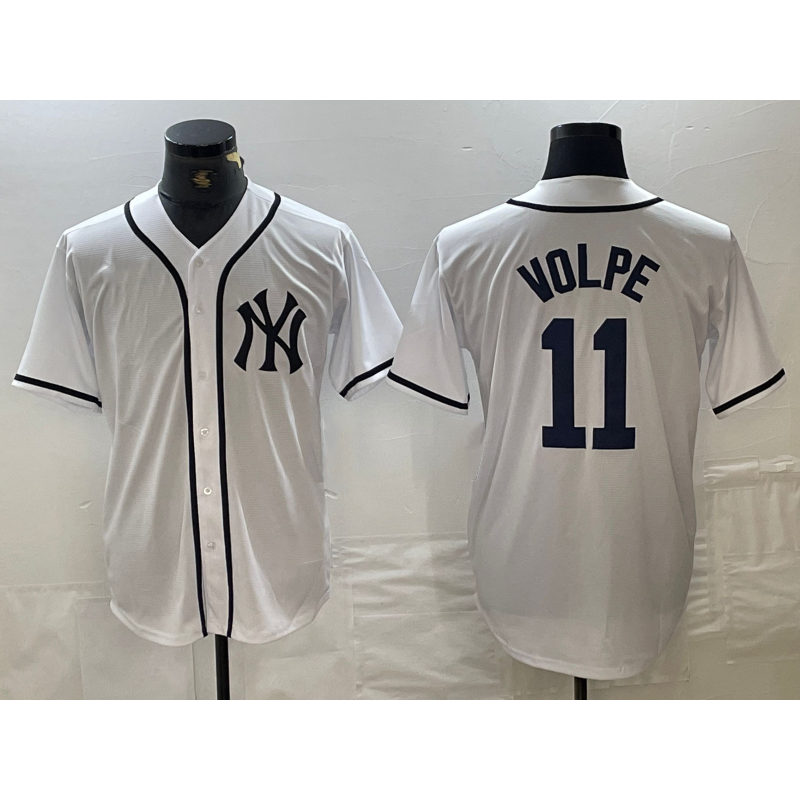 New York Yankees #11 Anthony Volpe White CLOTHIN Fashion Cool Base Jersey
