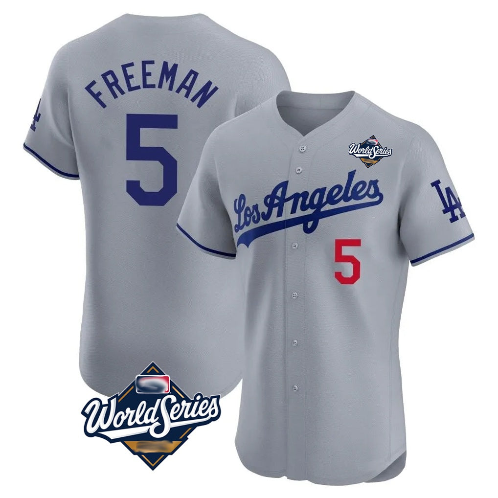Los Angeles Dodgers #5 Freddie Freeman Player Gray CLOTHIN World Series Limited Elite Home Stitched Jerseys