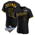 Los Angeles Dodgers #5 Freddie Freeman Player Black CLOTHIN World Series Snake Skin City Limited Elite Home Stitched Jerseys