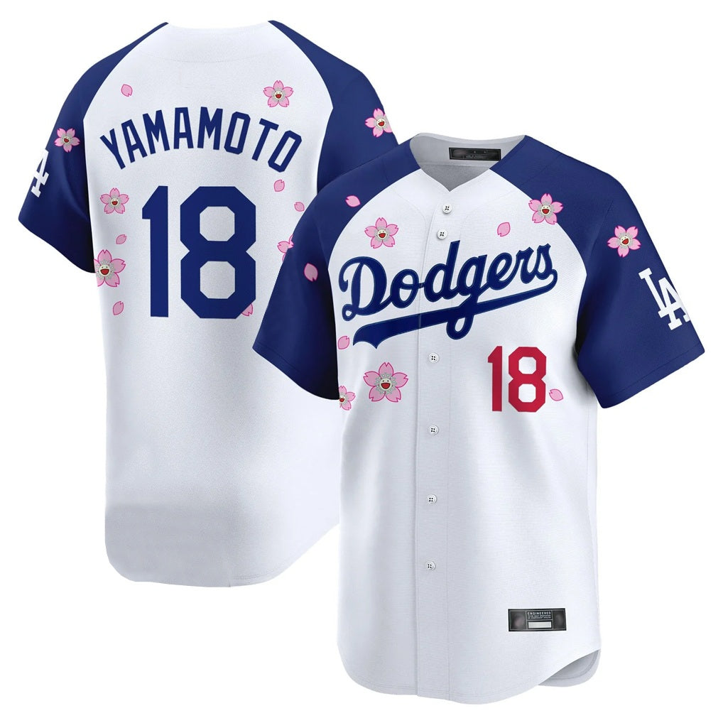 Los Angeles Dodgers #18 Yoshinobu Yamamoto Player White-Royal CLOTHIN Tokyo Series Vapor Premier Limited Stitched Jerseys