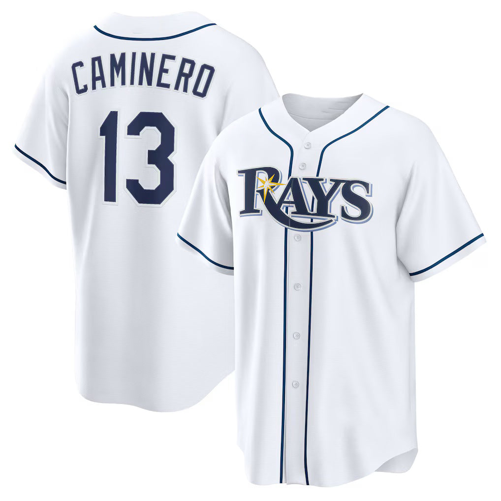 Tampa Bay Rays #13 Junior Caminero White CLOTHIN Home Replica Jersey