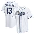 Tampa Bay Rays #13 Junior Caminero White CLOTHIN Home Replica Jersey