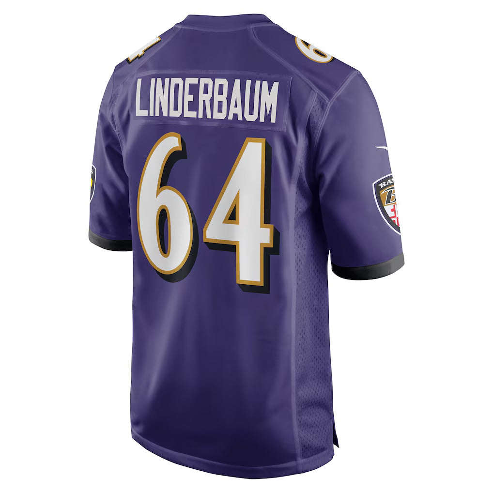B.Ravens #64 Tyler Linderbaum Purple CLOTHIN Player Game Jersey