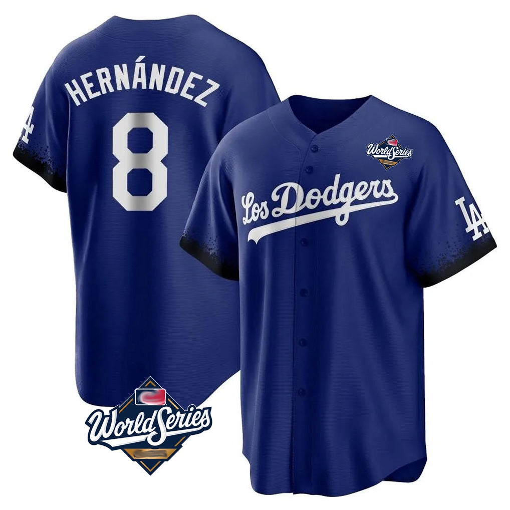 Los Angeles Dodgers #8 Enrique Hern¨¢ndez Player Royal CLOTHIN World Series City Connect Home Game Stitched Jerseys