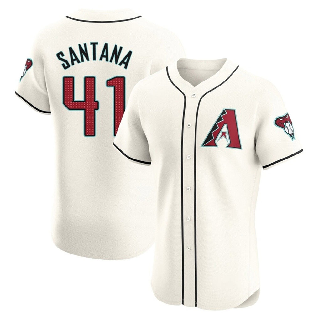 Arizona Diamondbacks #41 Carlos Santana Player Cream CLOTHIN Limited Elite Home Game Stitched Jerseys