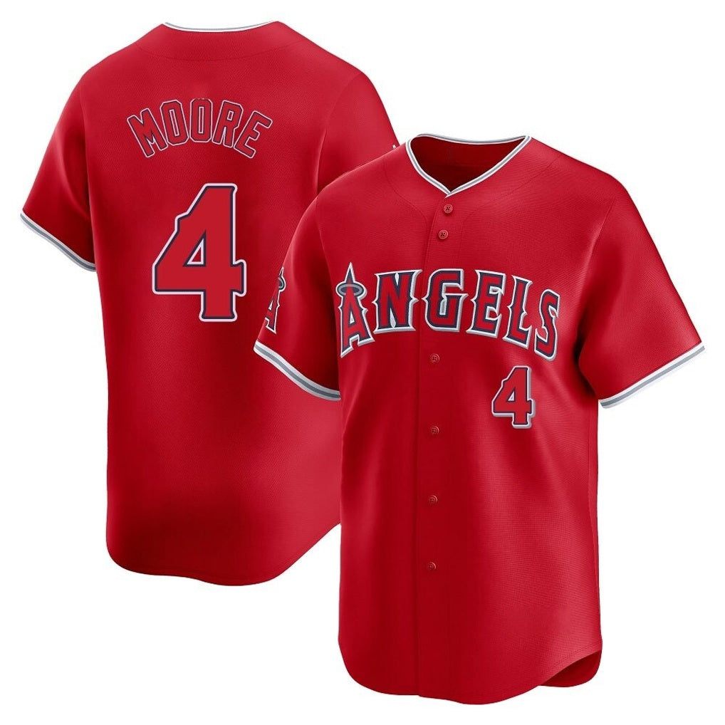 Los Angeles Angels #4 Christian Moore Player Red CLOTHIN Home Limited Stitched Jerseys