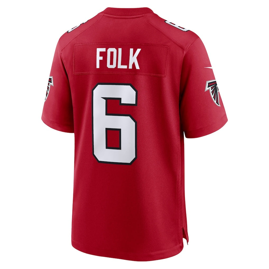 A.Falcons #6 Nick Folk Red CLOTHIN Team Game Jersey