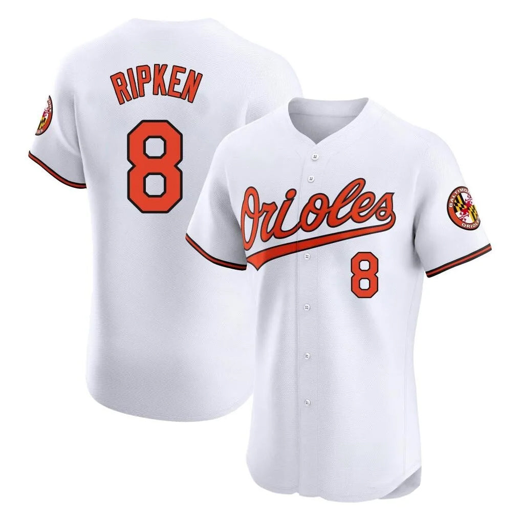 Baltimore Orioles #8 Cal Ripken Player White CLOTHIN Limited Elite Home Game Stitched Jerseys