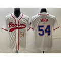 Atlanta Braves #54 Max Fried Number White CLOTHIN Cool Base With Patch Stitched Jersey