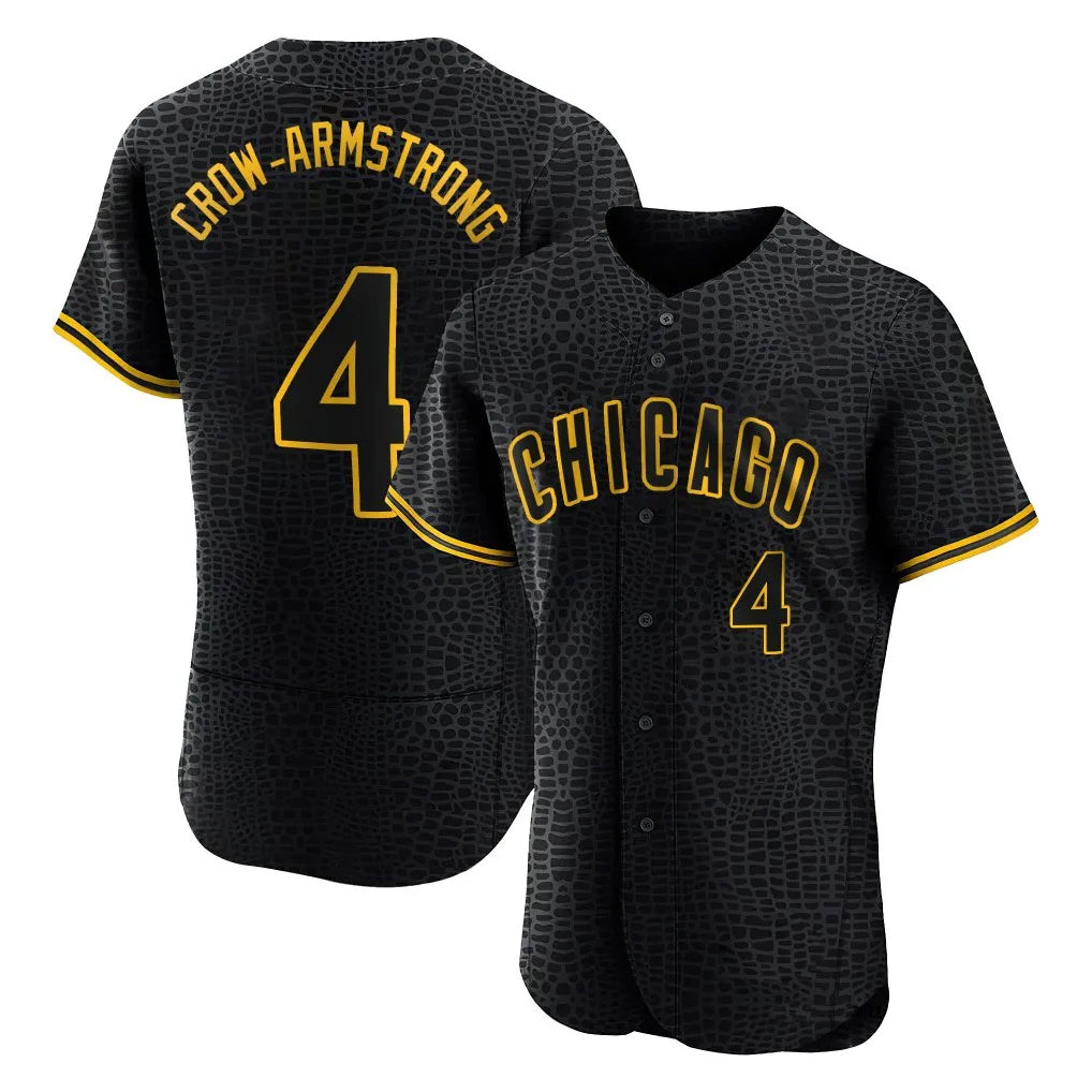 Chicago Cubs #4 Pete Crow-Armstrong Player Black CLOTHIN Snake Skin City Limited Elite Home Game Stitched Jerseys