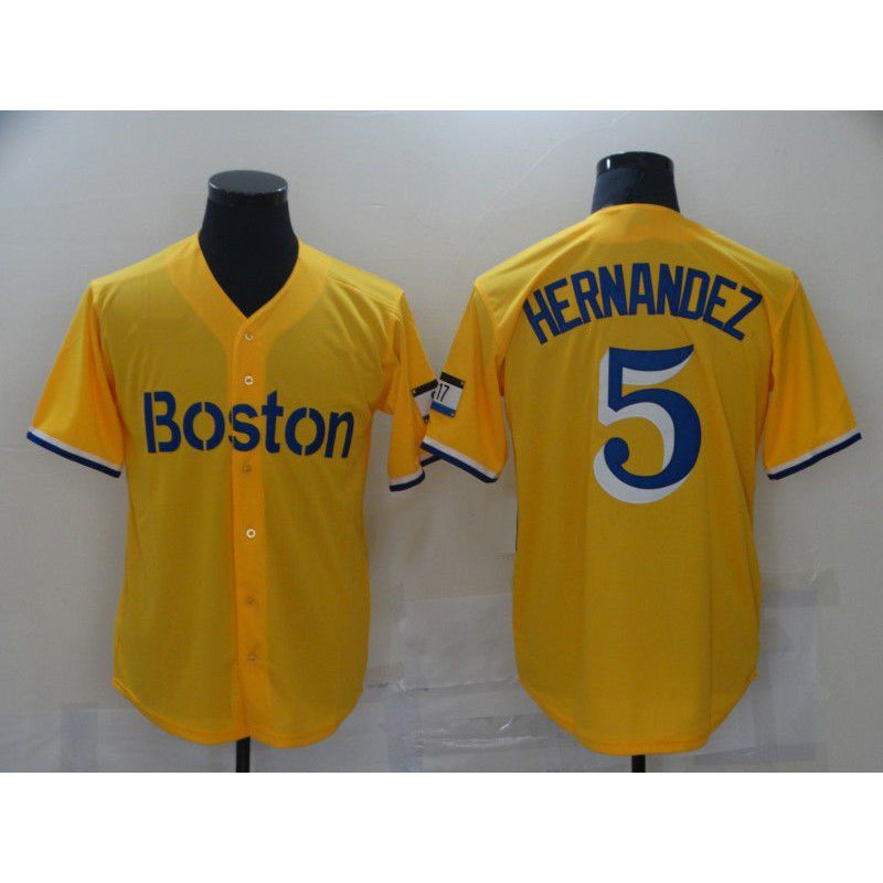 Boston Red Sox #5 Hernandez Yellow CLOTHIN City Edition Game 2021 Jerseys