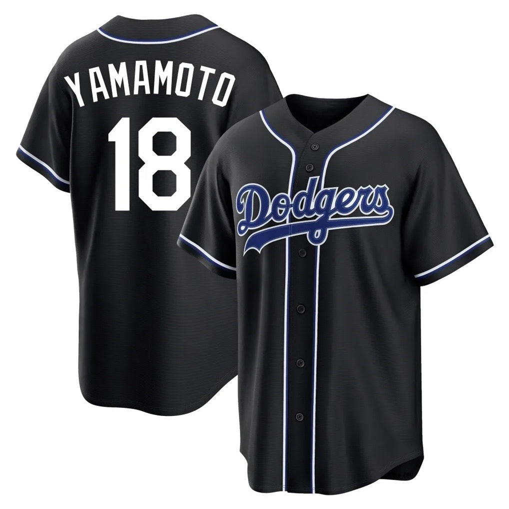 Los Angeles Dodgers #18 Yoshinobu Yamamoto Player Black CLOTHIN Carbon Limited Home Stitched Jerseys