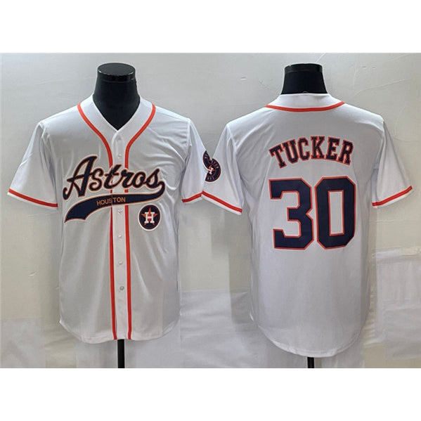 Houston Astros #30 Kyle Tucker White CLOTHIN With Patch Cool Base Stitched Jersey