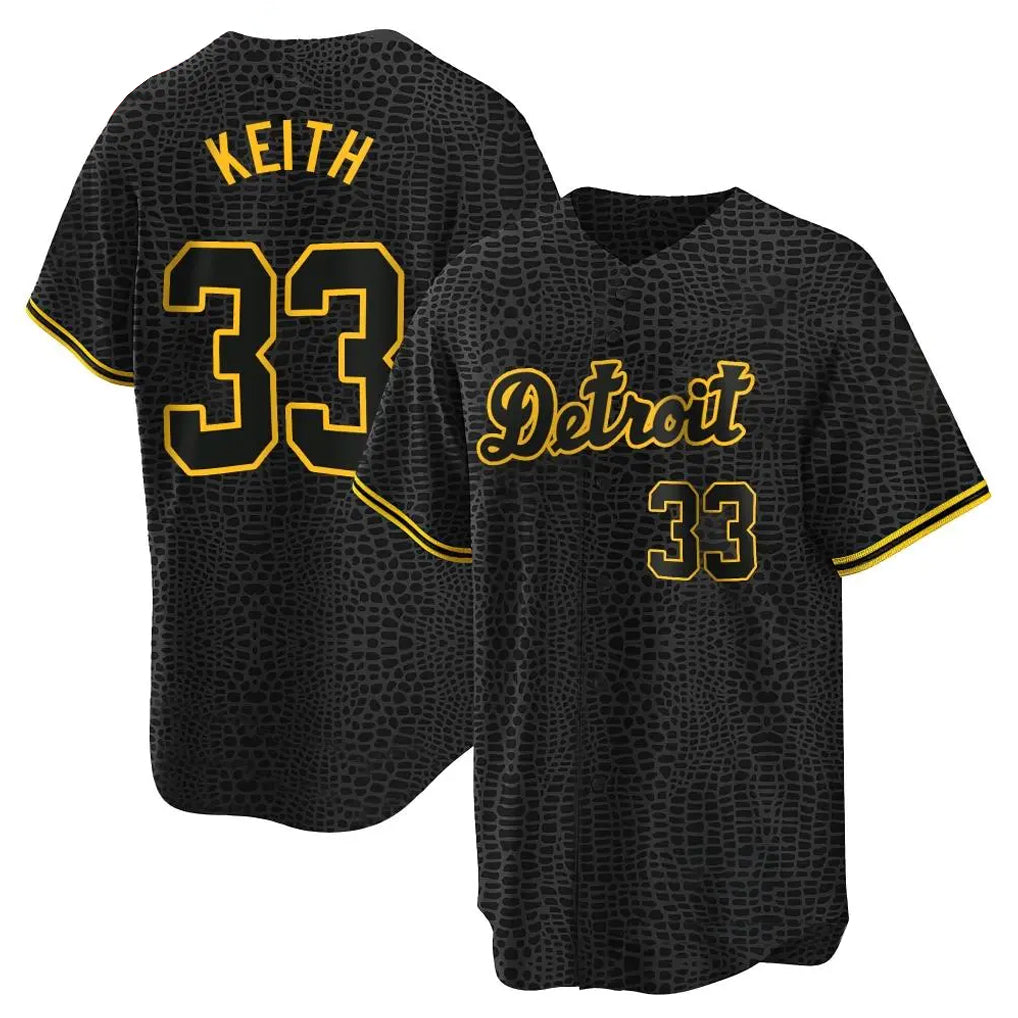 Detroit Tigers #33 Colt Keith Player Black CLOTHIN Snake Skin City Home Game Stitched Jerseys