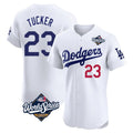 Los Angeles Dodgers #23 Kyle Tucker Player White CLOTHIN World Series Limited Elite Home Stitched Jerseys