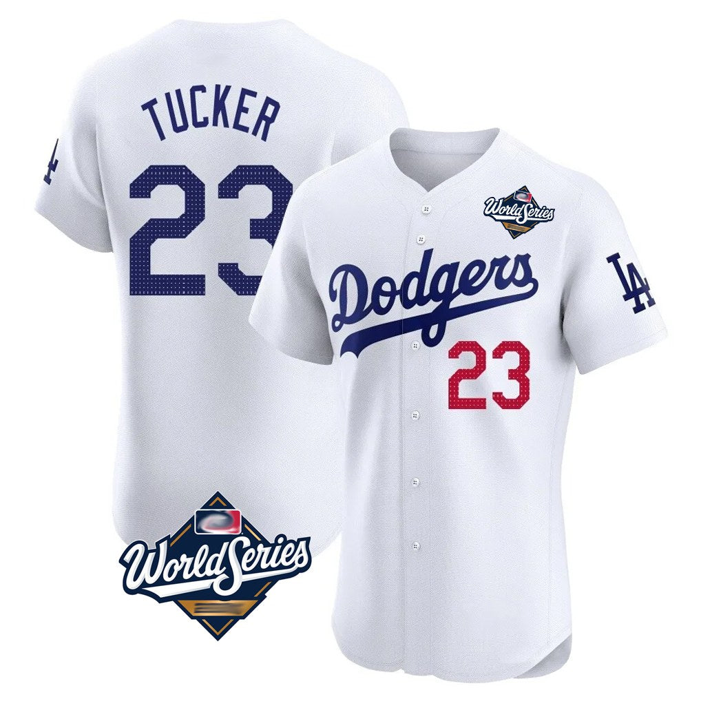 Los Angeles Dodgers #23 Kyle Tucker Player White CLOTHIN World Series Limited Elite Home Stitched Jerseys