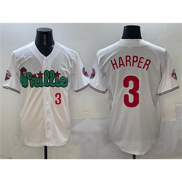 Philadelphia Phillies #3 Bryce Harper White CLOTHIN Phanatic Limited Stitched Jersey