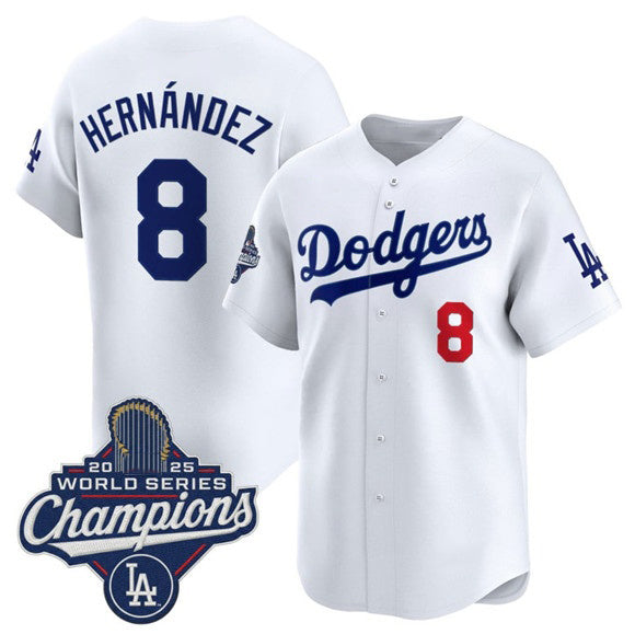 Los Angeles Dodgers #8 Enrique Hernandez White CLOTHIN 2025 Champions Stitched Jersey