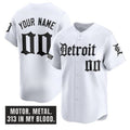 Custom Detroit Tigers ACTIVE PLAYER White CLOTHIN 'Motor Gothic Edition' Vapor Premier Limited Stitched Jersey
