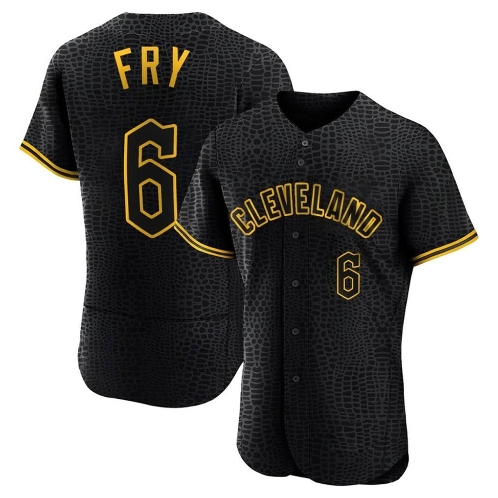 Cleveland Guardians #6 David Fry Player Black CLOTHIN Snake Skin City Limited Elite Home Stitched Jerseys