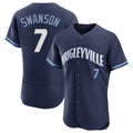 Chicago Cubs #7 Dansby Swanson Player Navy CLOTHIN City Connect Limited Elite Home Stitched Jerseys