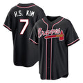 Atlanta Braves #7 Ha-Seong Kim Player Black CLOTHIN Fashion Out Game Stitched Jerseys