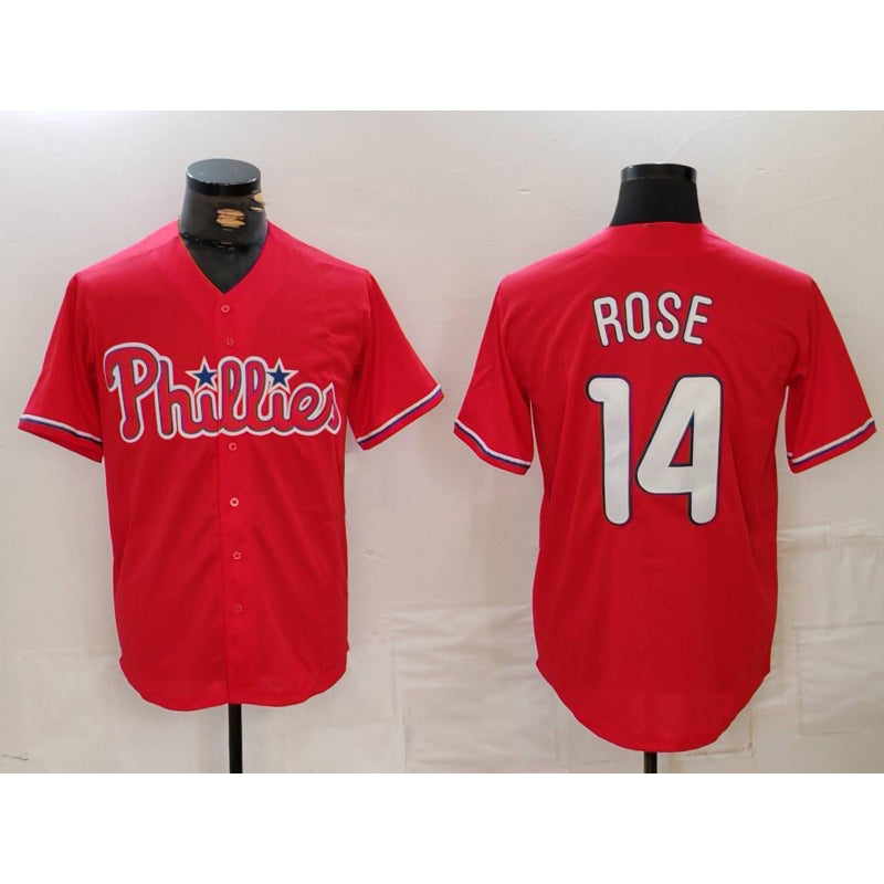 Philadelphia Phillies #14 Pete Rose Red CLOTHIN Cool Base Stitched Jersey