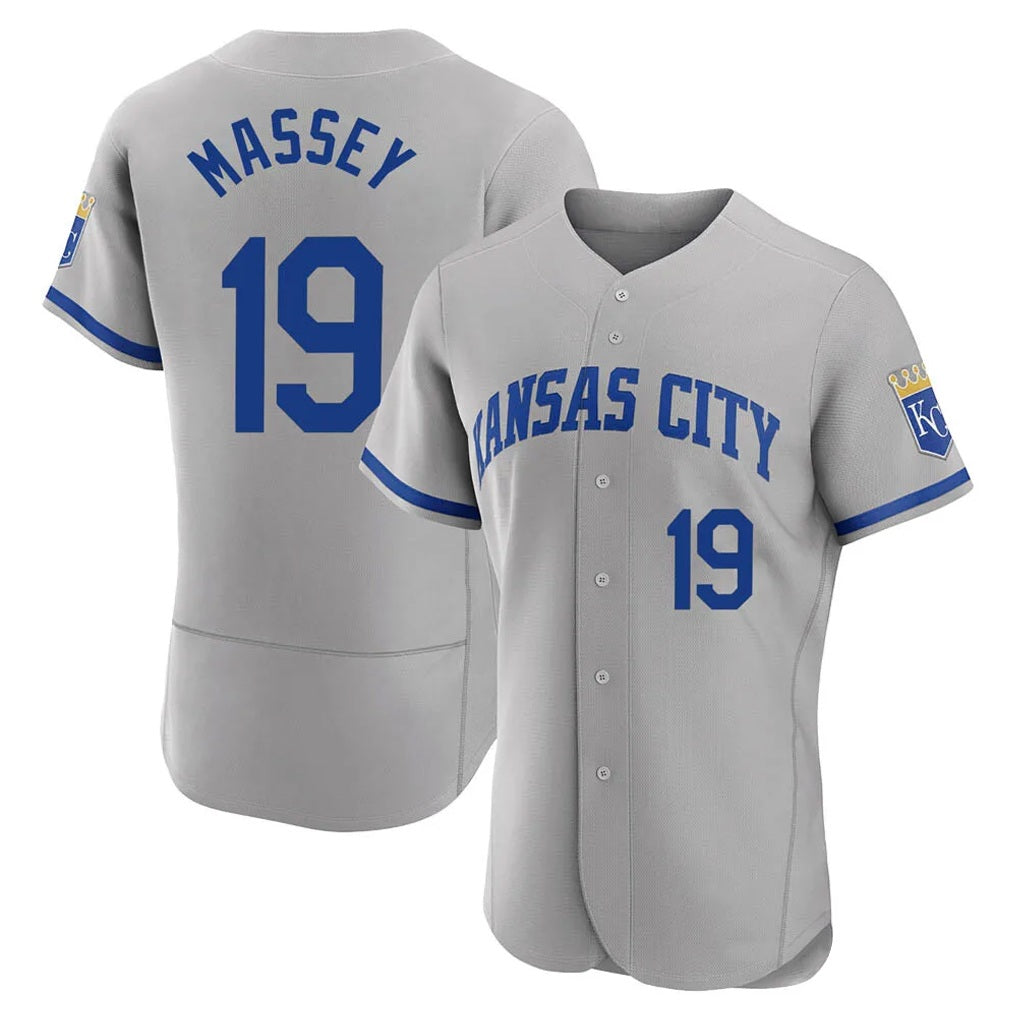 Kansas City Royals #19 Michael Massey Player Gray CLOTHIN Limited Elite Home Game Stitched Jerseys