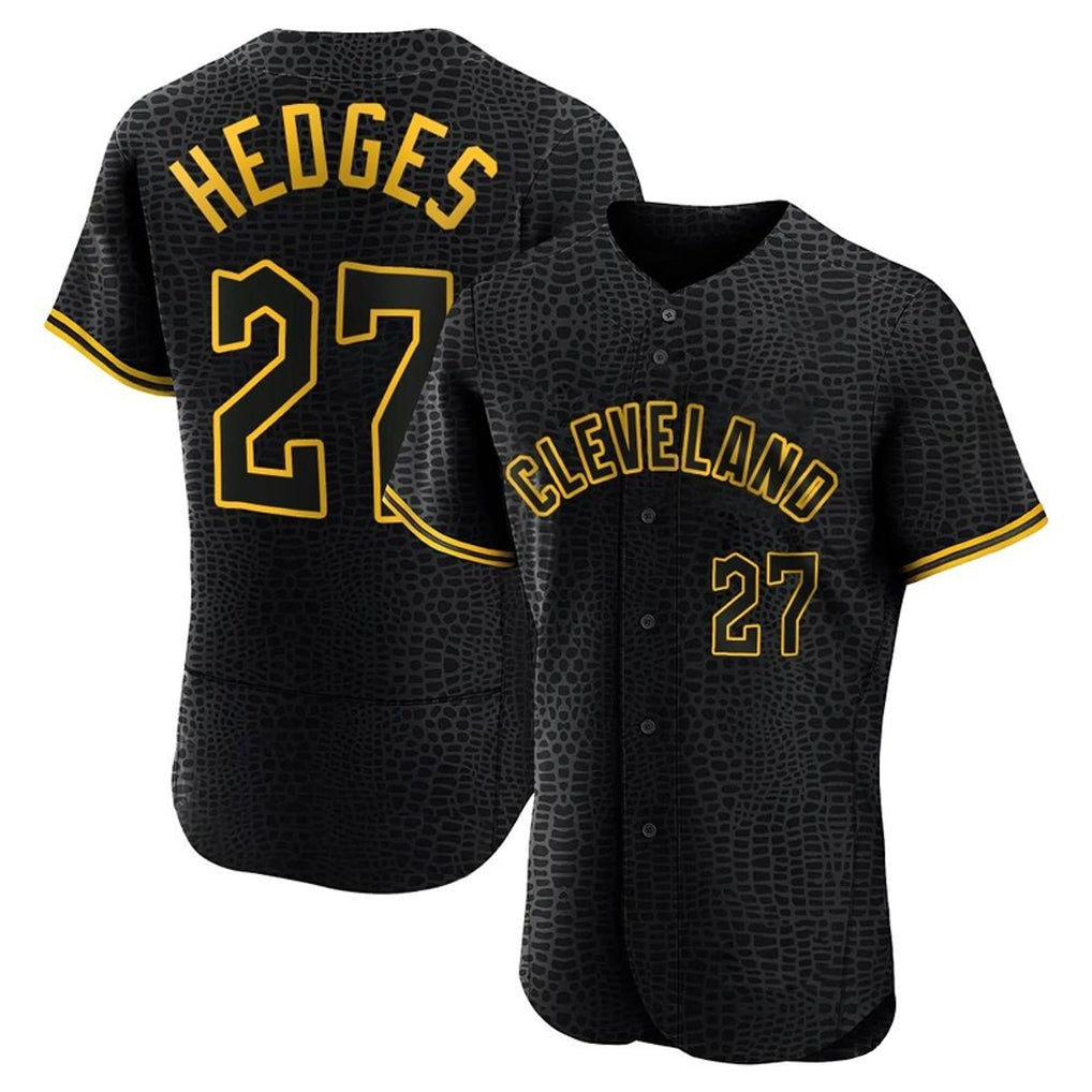 Cleveland Guardians #27 Austin Hedges Player Black CLOTHIN Snake Skin City Limited Elite Home Stitched Jerseys