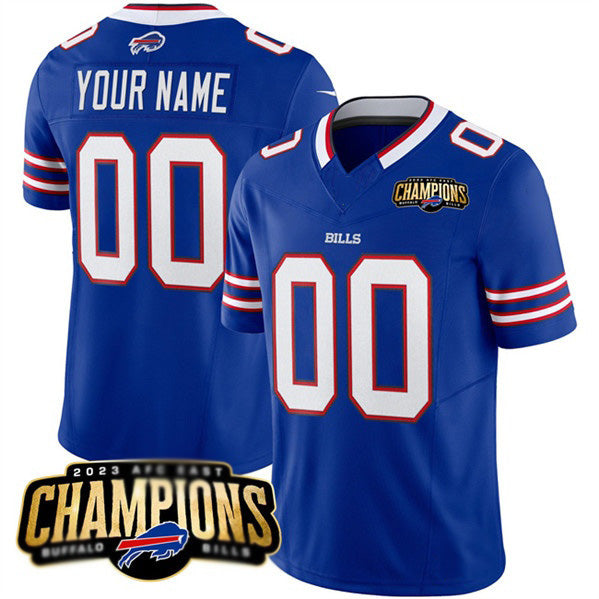 Custom B.Bills Active Player Blue CLOTHIN 2023 F.U.S.E. AFC East Champions Ptach Stitched Jersey