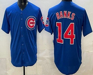 Chicago Cubs #14 Ernie Banks Blue CLOTHIN Limited Jersey