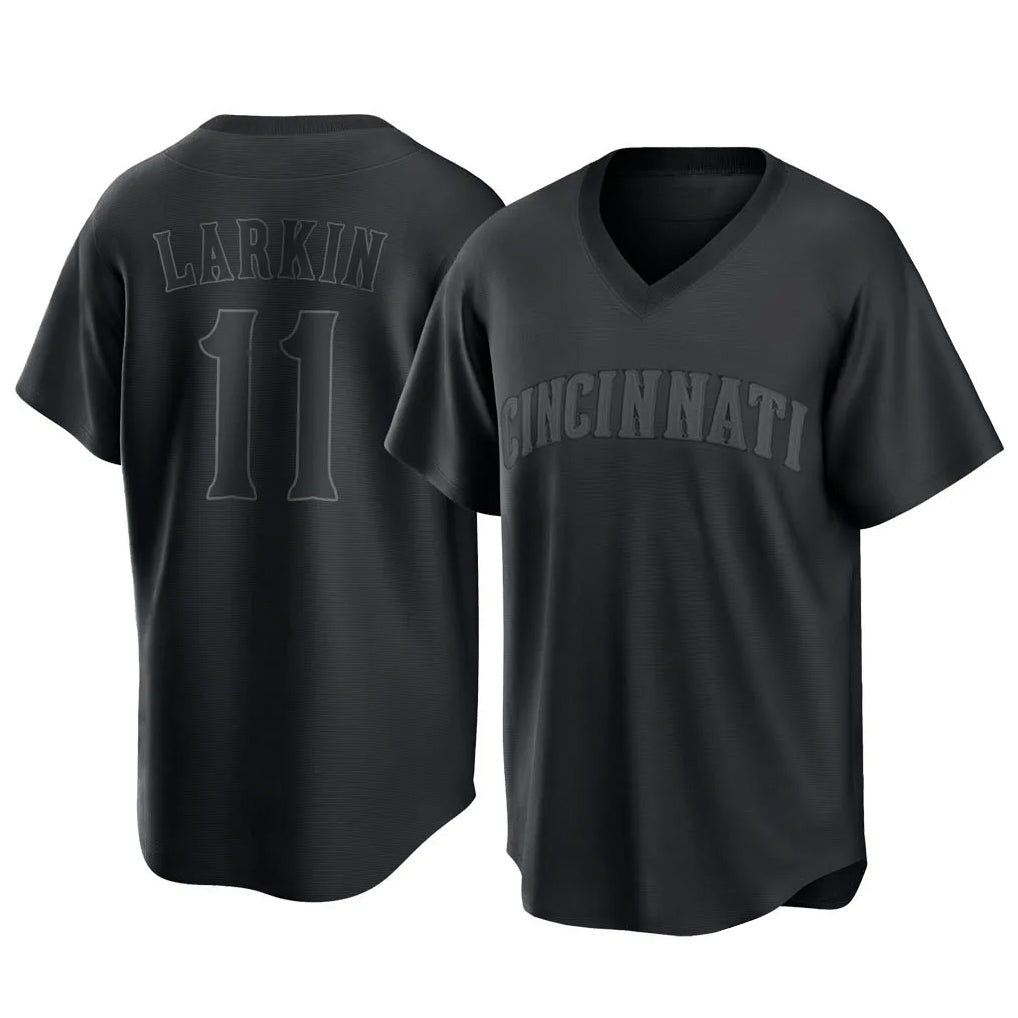 Cincinnati Reds #11 Barry Larkin Player Black CLOTHIN T-shirt Game Home Stitched Jerseys