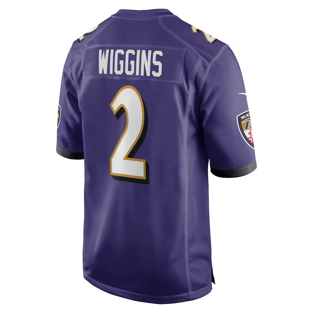 B.Ravens #2 Nate Wiggins Purple CLOTHIN Player Game Jersey