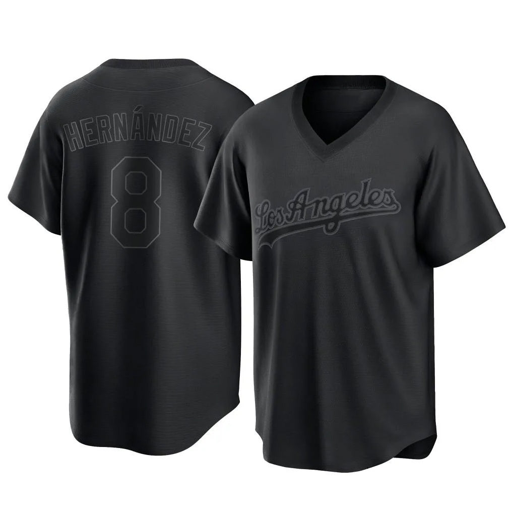 Los Angeles Dodgers #8 Enrique Hern¨¢ndez Player Black CLOTHIN Pitch Fashion T-shirt Stitched Jerseys