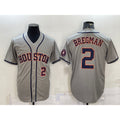 Houston Astros #2 Alex Bregman Number Grey CLOTHIN With Patch Stitched Cool Base Jersey