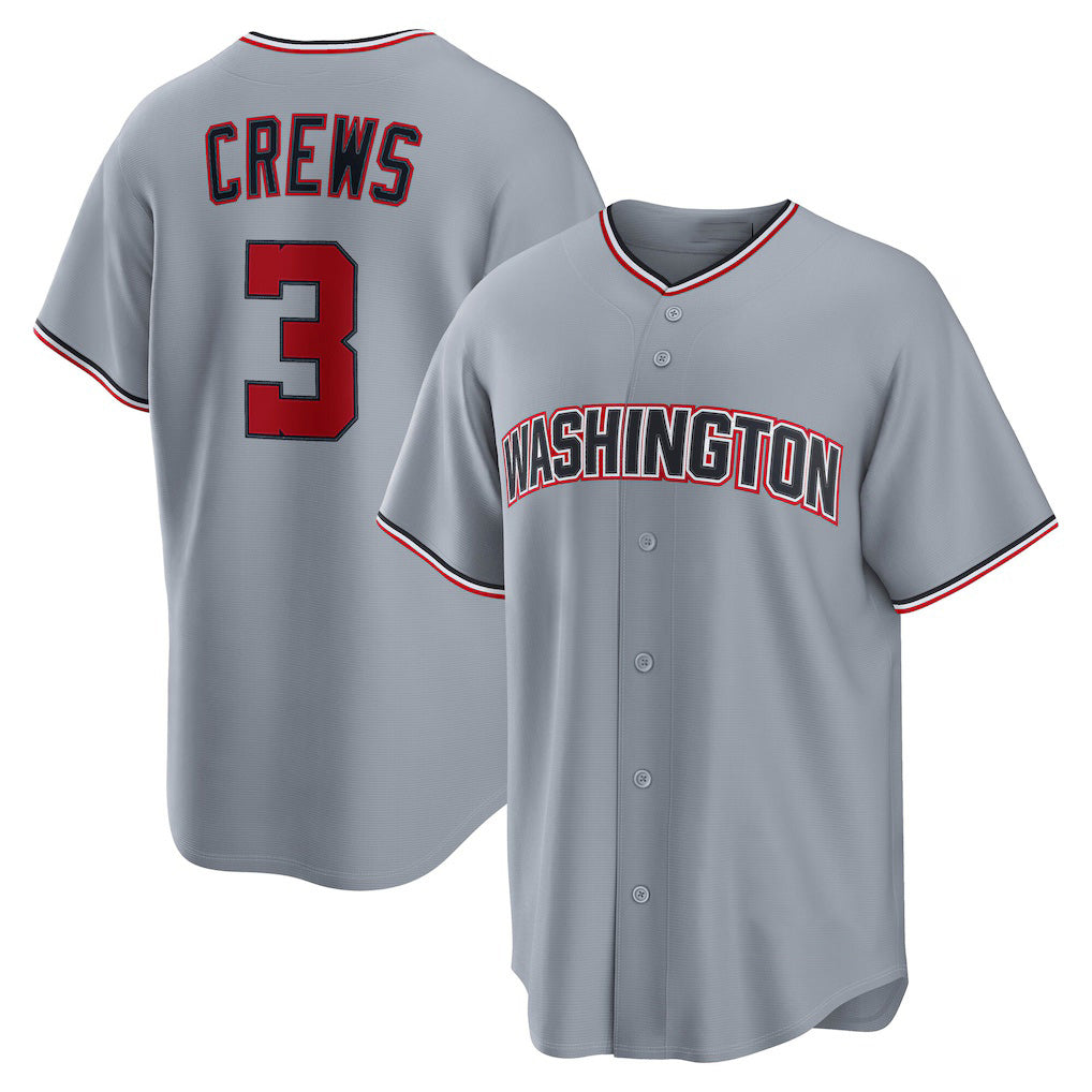 Washington Nationals #3 Dylan Crews Gray CLOTHIN Road Replica Jersey
