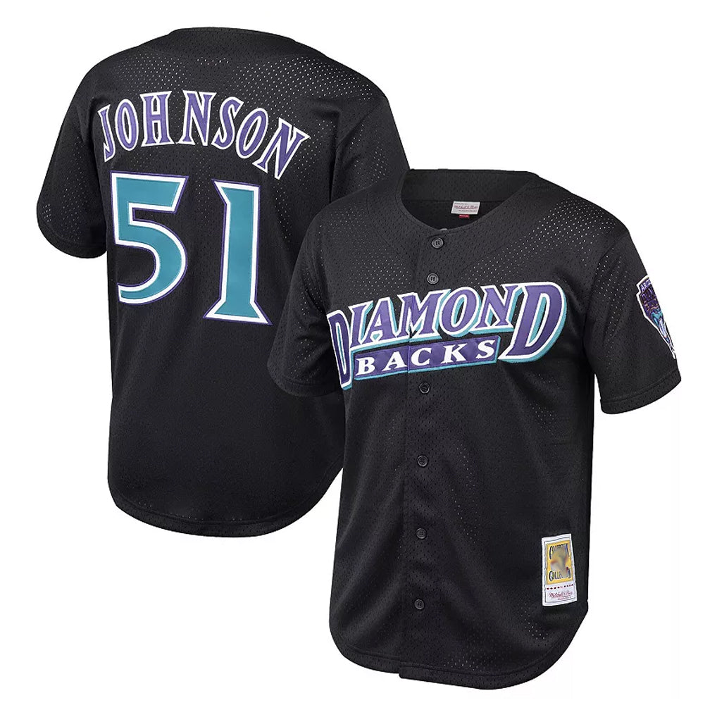 Arizona Diamondbacks #51 Randy Johnson Player Black CLOTHIN Mitchell & Ness Throwback Cooperstown Collection Mesh Limited Stitched Jerseys