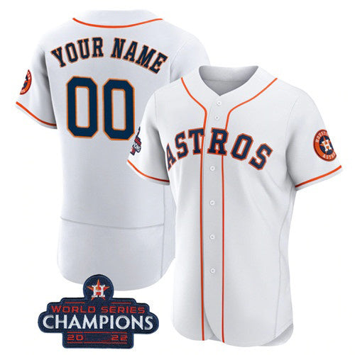 Custom Houston Astros Active Player White CLOTHIN 2022 World Series Flex Base Stitched Jersey