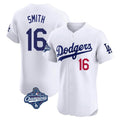Los Angeles Dodgers #16 Will Smith Player White CLOTHIN World Series Meet Limited Elite Home Stitched Jerseys