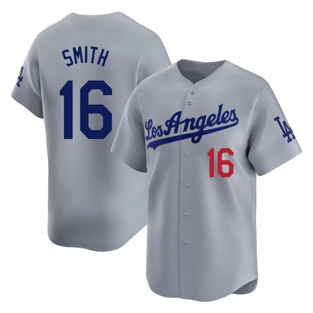 Los Angeles Dodgers #16 Will Smith Player Gray CLOTHIN Limited Home Stitched Jerseys