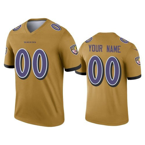Custom B.Ravens Gold CLOTHIN Inverted Legend Jersey