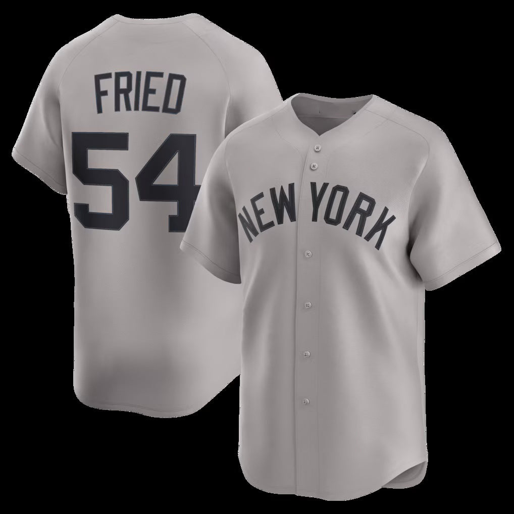 New York Yankees #54 Max Fried Gray CLOTHIN Road Limited Player Jersey