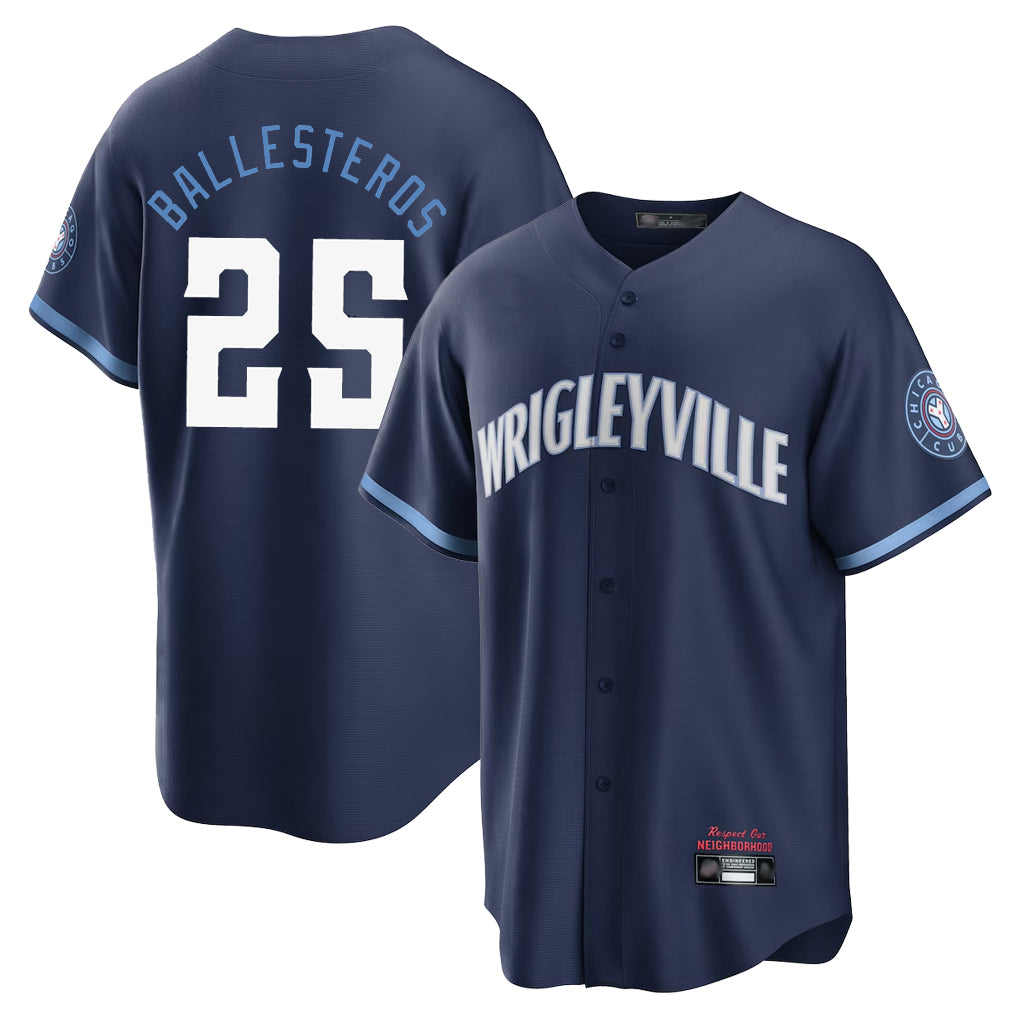 Chicago Cubs #25 Moises Ballesteros Player Navy CLOTHIN City Connect Home Game Stitched Jerseys