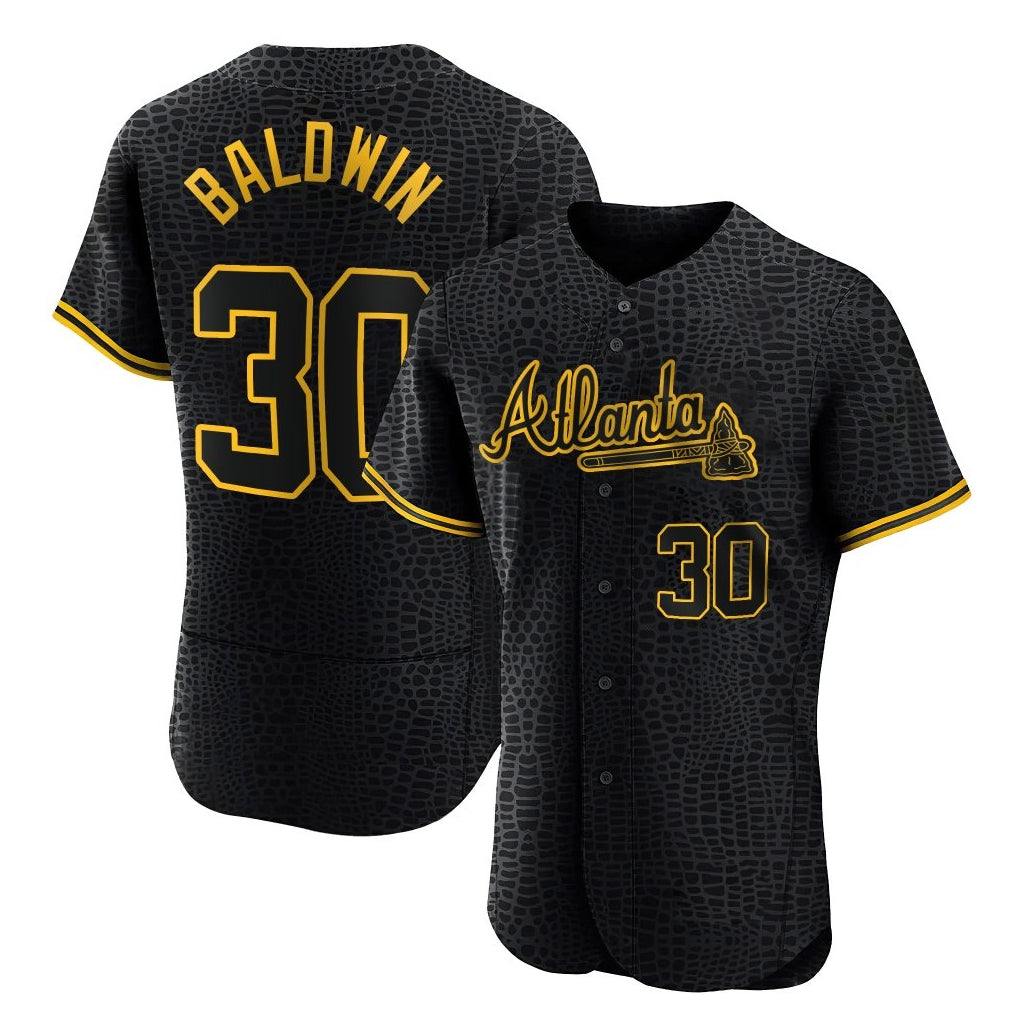 Atlanta Braves #30 Drake Baldwin Player Black CLOTHIN Snake Skin City Limited Elite Home Game Stitched Jerseys